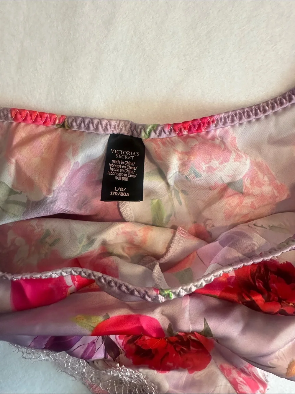 Victoria's Secret Satin Pajama Set Floral Lace Trim Cami & Shorts